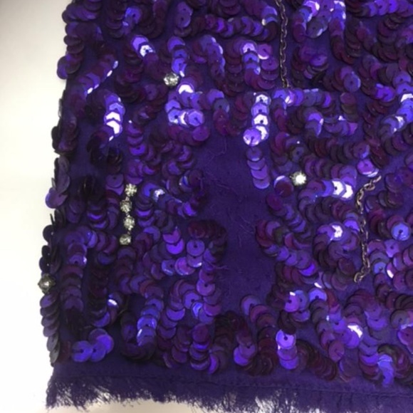 Alice + Olivia Purple Sequin Silk Mini Skirt - Picture 10 of 10